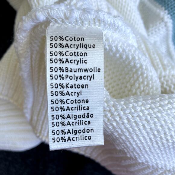 NEW Lacoste Kids White Sweater Blue Green Stripes Size 10 - Picture 9 of 15